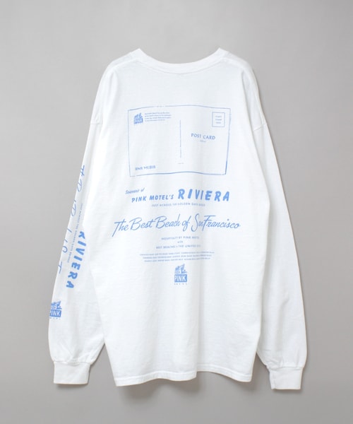 RNA（アールエヌエー）の「M2559 PINK MOTELリビエラプリントロンT（トップス・レディース・ホワイト/杢グレー/ピンク）」の4枚目の写真