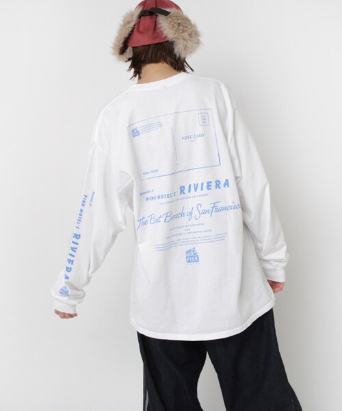 RNA（アールエヌエー）の「M2559 PINK MOTELリビエラプリントロンT（トップス・レディース・ホワイト/杢グレー/ピンク）」の5枚目の写真