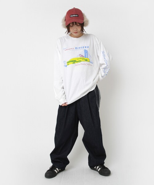 RNA（アールエヌエー）の「M2559 PINK MOTELリビエラプリントロンT（トップス・レディース・ホワイト/杢グレー/ピンク）」の6枚目の写真