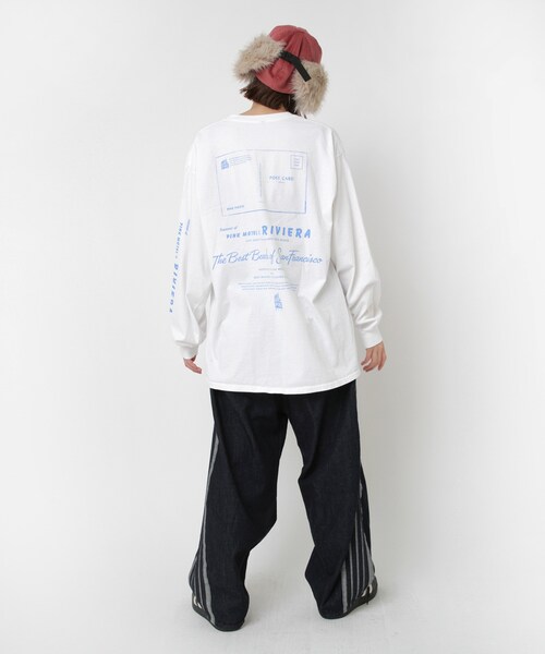 RNA（アールエヌエー）の「M2559 PINK MOTELリビエラプリントロンT（トップス・レディース・ホワイト/杢グレー/ピンク）」の8枚目の写真