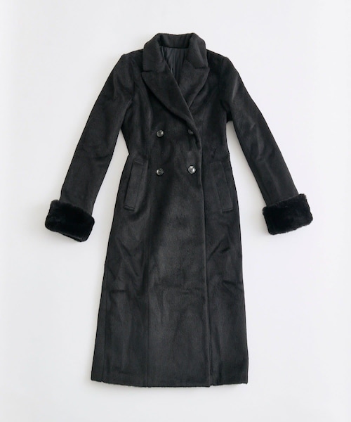 OLIVE des OLIVE（オリーブデオリーブ）の「【Belle Charme】スリムウエストファー付きコート（チェスターコート・レディース・オフホワイト/チェック/ブラック・S/FREE）」の2枚目の写真