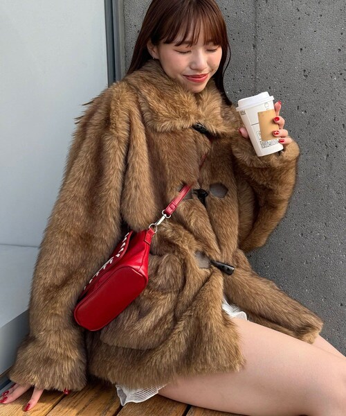 CIAOPANIC（チャオパニック）の「ダッフルボタンファージャケット（ジャケット/アウター・レディース・ホワイト/キャメル/ブラウン・ONE）」の3枚目の写真