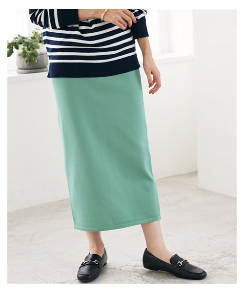 nissen（ニッセン）の「ニットタイトスカート【OtonaSMILE】（スカート・レディース・パープル/黒/モカベージュ/セージグリーン・M/L/LL/3L/4L/5L）」の7枚目の写真