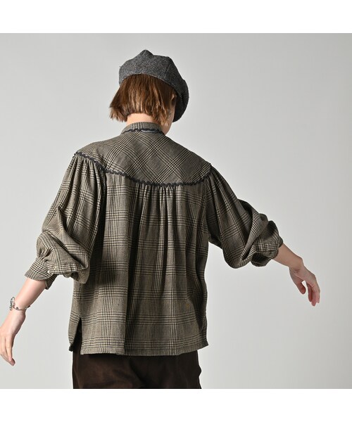 45R（フォーティファイブアール）の「インディゴネルのタンバリンブラウス（その他・レディース・76-インディゴグレンチェック/77-インディゴタータンチェック・02-M/03-L）」の7枚目の写真