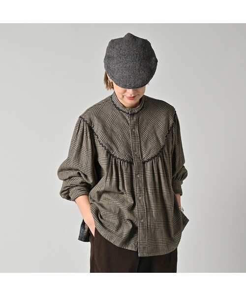 45R（フォーティファイブアール）の「インディゴネルのタンバリンブラウス（その他・レディース・76-インディゴグレンチェック/77-インディゴタータンチェック・02-M/03-L）」の5枚目の写真