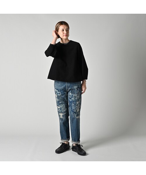 45R（フォーティファイブアール）の「モールサージストレッチのパフブラウス（その他・レディース・62-カーキ/75-ネイビー/83-茶/92-クロ・02-M/03-L）」の8枚目の写真