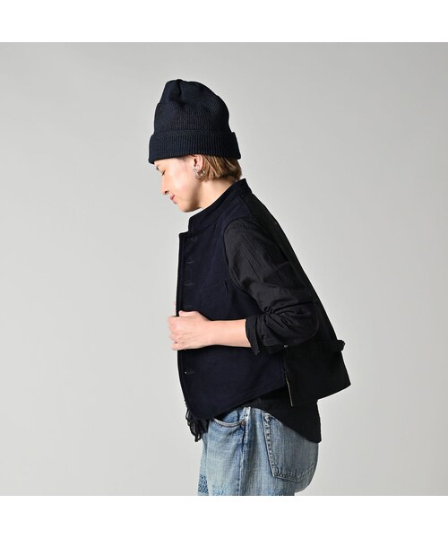 45R（フォーティファイブアール）の「コットンフランネルの908スタンドベスト（トップス・レディース・75-ネイビー・01-XS/02-S/03-M/04-L）」の6枚目の写真