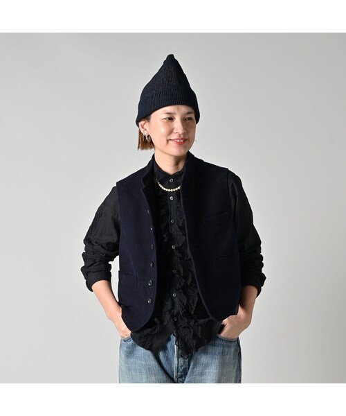 45R（フォーティファイブアール）の「コットンフランネルの908スタンドベスト（トップス・レディース・75-ネイビー・01-XS/02-S/03-M/04-L）」の5枚目の写真