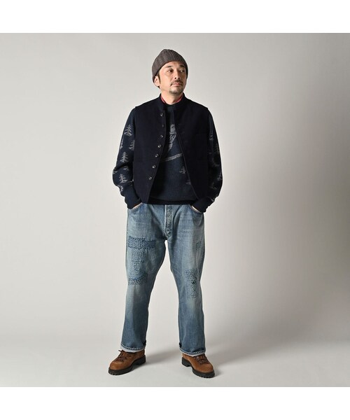 45R（フォーティファイブアール）の「コットンフランネルの908スタンドベスト（トップス・レディース・75-ネイビー・01-XS/02-S/03-M/04-L）」の4枚目の写真