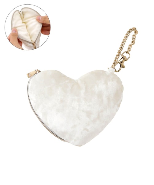 3coins（3coins）の「チェーン付きベロアハートポーチ（ポーチ・レディース・ブラック/レッド/アイボリー・FREE）」の2枚目の写真