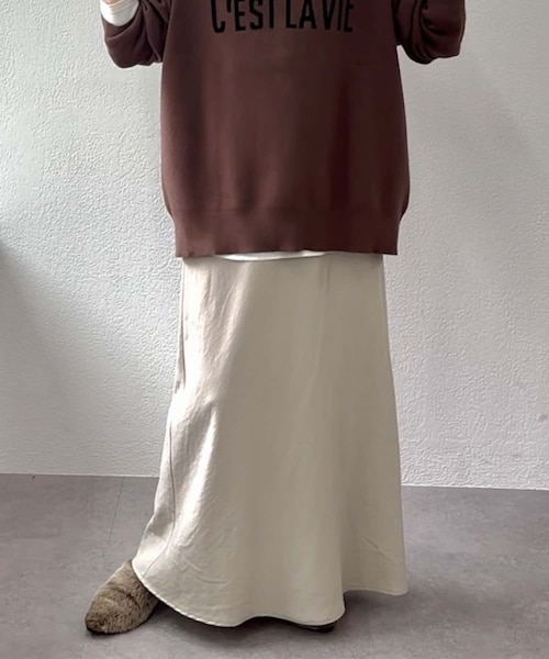 PUAL CE CIN（ピュアルセシン）の「【インフルエンサーセレクト】ソフトツイルバイヤススカート（スカート・レディース・ブラック/オリーブ/グレイッシュベージュ・FREE）」の2枚目の写真