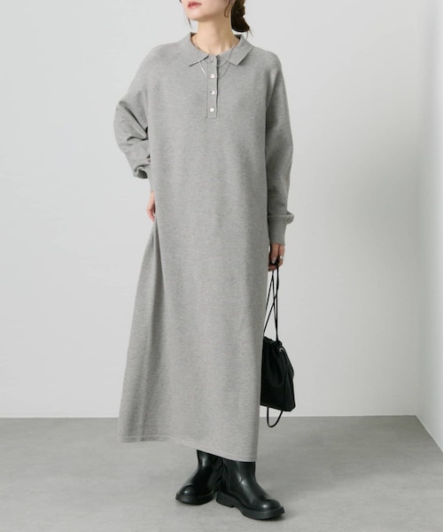 PUAL CE CIN（ピュアルセシン）の「ニットポロワンピース（ワンピース・レディース・ブラウン/グレー/ブラック・FREE）」の3枚目の写真