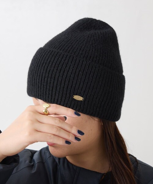 COLLAGE GALLARDAGALANTE(コラージュガリャルダガランテ)の「【PAPILLONNER/パピヨネ】フカオリニット帽(ニットキャップ/ビーニー・レディース・グレー/ブラック・FREE)」の2枚目の写真