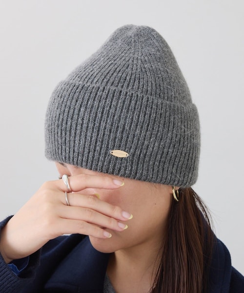 COLLAGE GALLARDAGALANTE(コラージュガリャルダガランテ)の「【PAPILLONNER/パピヨネ】フカオリニット帽(ニットキャップ/ビーニー・レディース・グレー/ブラック・FREE)」の1枚目の写真
