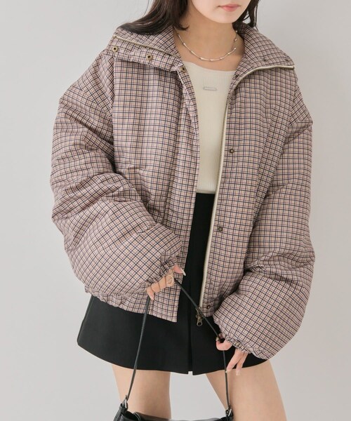 mystic(ミスティック)の「中綿チェックダウン(ダウンジャケット/コート・レディース・ブラウン/ベージュ・F)」の2枚目の写真