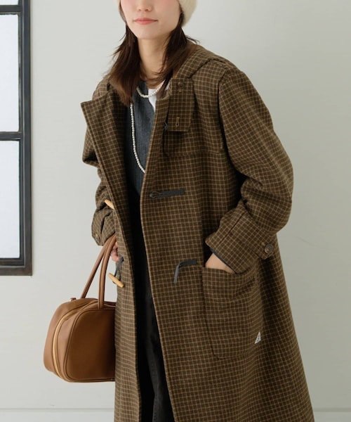 CIAOPANIC TYPY(チャオパニックティピー)の「【GEVACO】チェック柄ダッフルロングコート(ダッフルコート・レディース・ネイビー/キャメル・ONE)」の2枚目の写真