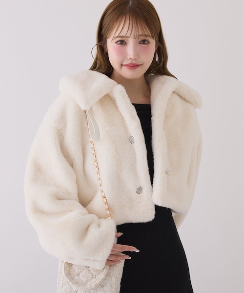 one after another NICE CLAUP ファーショートコート one after another NICE CLAUP ブルゾン アウター フェイクファー