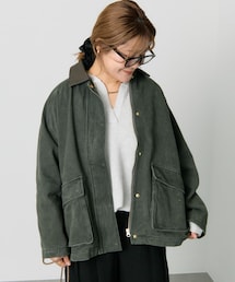 PUAL CE CIN（ピュアルセシン）の「フェイクレザー襟カバーオールジャケット（テーラードジャケット・レディース）」