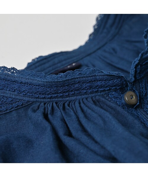 45R（フォーティファイブアール）の「インドカディレース×タックのスモックブラウス（藍）（その他・レディース・72-藍 重/73-藍・00-フリー）」の15枚目の写真