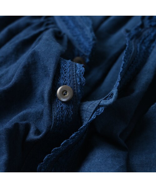 45R（フォーティファイブアール）の「インドカディレース×タックのスモックブラウス（藍）（その他・レディース・72-藍 重/73-藍・00-フリー）」の16枚目の写真