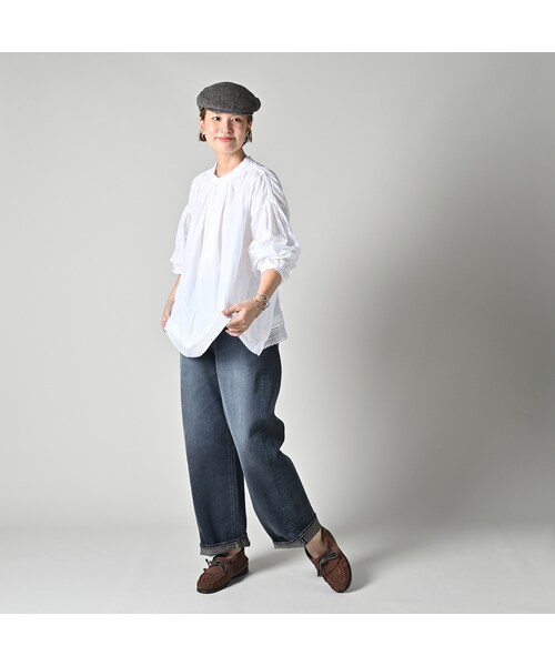 45R（フォーティファイブアール）の「インドカディレース×タックのスモックブラウス（その他・レディース・02-シロ・00-フリー）」の3枚目の写真