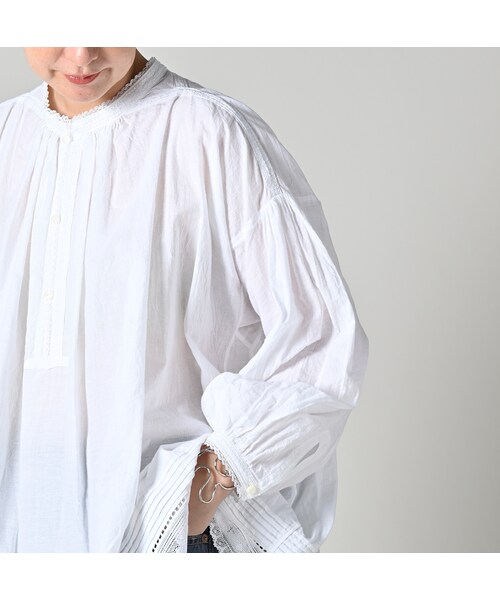 45R（フォーティファイブアール）の「インドカディレース×タックのスモックブラウス（その他・レディース・02-シロ・00-フリー）」の9枚目の写真