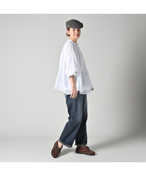 45R（フォーティファイブアール）の「インドカディレース×タックのスモックブラウス（その他・レディース・02-シロ・00-フリー）」の4枚目の写真