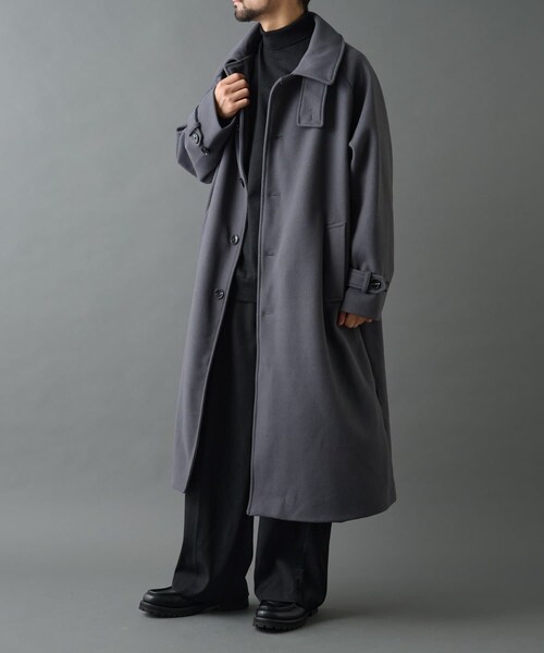 COLONY 2139(コロニートゥーワンスリーナイン)の「テックウールステンカラーロングコート(ステンカラーコート・メンズ・ブラック/グレー・L/M)」の2枚目の写真