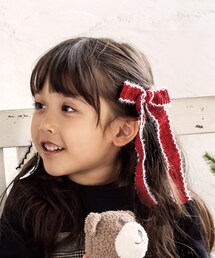 3coins | シャギーツイードリボンクリップ／KIDS(バレッタ/ヘアクリップ)