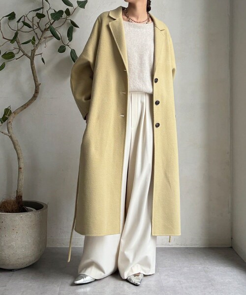 DouDou（ドゥドゥ）の「ビーバーロングコート（チェスターコート・レディース・ネイビー/イエロー/ベージュ・F）」の3枚目の写真