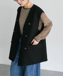 PUAL CE CIN（ピュアルセシン）の「ハンドメイド風ウール混ジレベスト（ジャケット/アウター・レディース）」