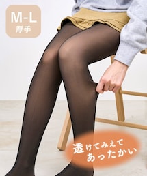 水光フェイク黒ストッキングタイツ厚手