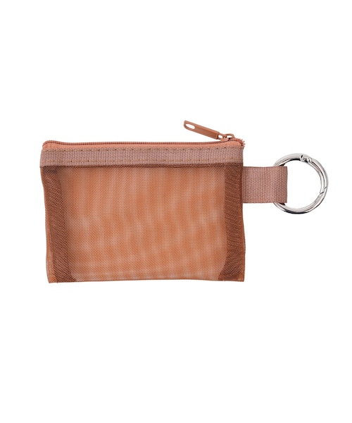salut!(サリュ!)の「カラビナ付きメッシュポーチ(ポーチ・ブラウン/ネイビー・FREE)」の1枚目の写真
