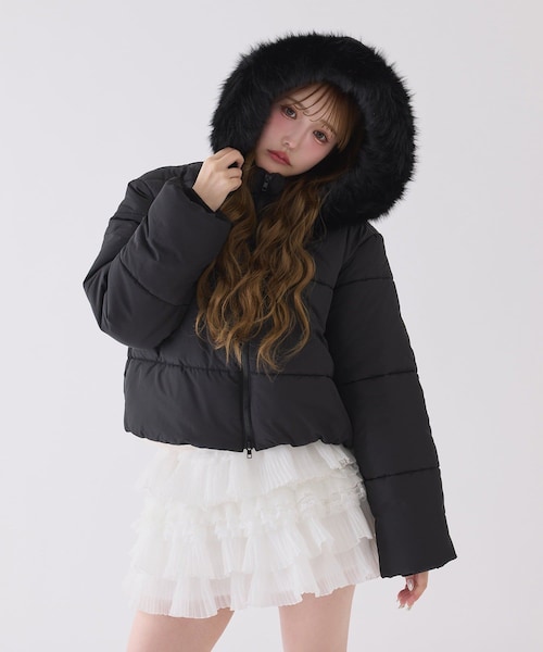 NICE CLAUP ファー付きショートフェイクダウン one after another NICE CLAUP｜ファー付きショートフェイクダウン
