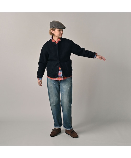 縮絨ニットの908チロリアンカーディガン 45R縮絨ニットの908チロリアン