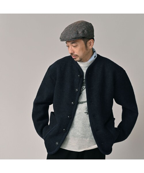 縮絨ニットの908チロリアンカーディガン 45R縮絨ニットの908チロリアン