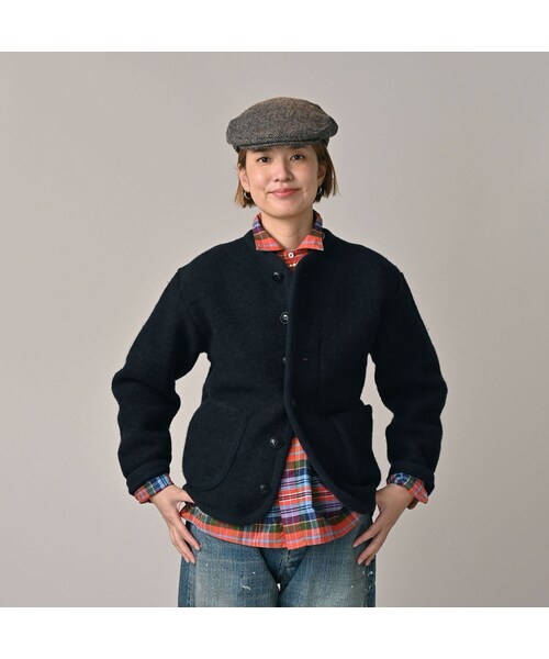 縮絨ニットの908チロリアンカーディガン 45R縮絨ニットの908チロリアン