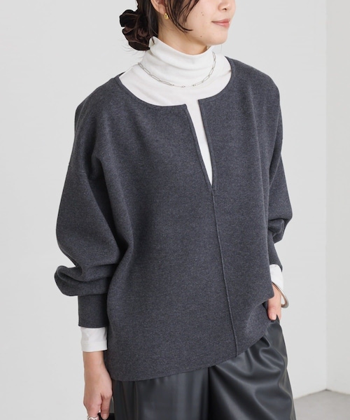 予約【抜け感◎】キーネッククッションニット/12月中旬お届け予定