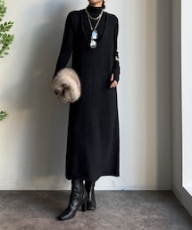 【WEB限定】リブニット＋Uネックニットワンピースセット