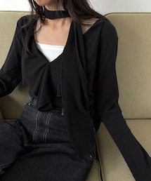 CAPRICIEUX LE'MAGE（カプリシューレマージュ）の「タイ付ラッフルトップス（Tシャツ/カットソー）」