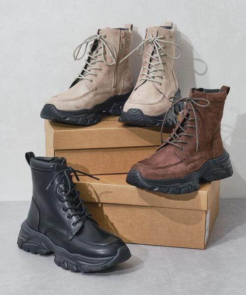 ORiental TRaffic(オリエンタルトラフィック)の「スニーカーソール編み上げブーツ/51405(その他・レディース・ブラック20/ブラウン30/グレー46・S(22.0-22.5)/M(23.0-23.5)/L(24.0-24.5)/LL(25.0-25.5))」の4枚目の写真