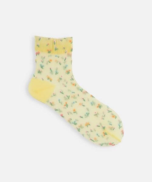 靴下屋（クツシタヤ）の「シアーフラワーショートソックス/011133054（その他・オフホワイト01/キナリ×ブルーフラワー04/クロ12/ピンク30/クリーム60/ダルサックス81・F）」の5枚目の写真
