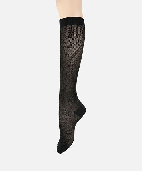 靴下屋(クツシタヤ)の「グリッターラメメッシュハイソックス/011170166(その他・ブラック×MIXラメ12/ブラック×ゴールドラメ13/ブラック×シルバーラメ14/ブラック×ブラウンラメ15・F)」の1枚目の写真