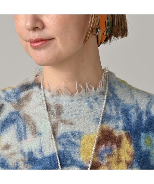 45R（フォーティファイブアール）の「縮絨ジャルダンプリントのぽよんブラウス（その他・レディース・43-ピンク/71-サックス・00-フリー）」の9枚目の写真