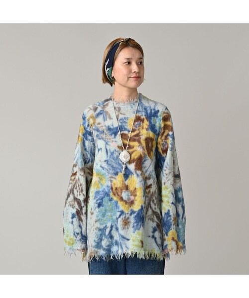 45R（フォーティファイブアール）の「縮絨ジャルダンプリントのぽよんブラウス（その他・レディース・43-ピンク/71-サックス・00-フリー）」の6枚目の写真