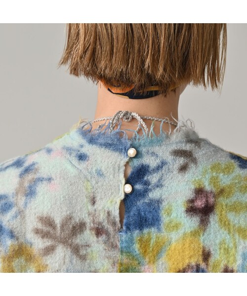 45R（フォーティファイブアール）の「縮絨ジャルダンプリントのぽよんブラウス（その他・レディース・43-ピンク/71-サックス・00-フリー）」の11枚目の写真