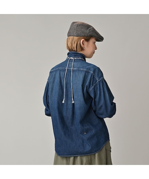45R（フォーティファイブアール）の「45プチデニムのちび襟長袖クッペシャツ（加工）（その他・レディース・76-インディゴ淡/78-インディゴ焦・02-M/03-L）」の7枚目の写真