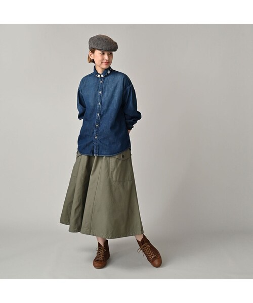 45R（フォーティファイブアール）の「45プチデニムのちび襟長袖クッペシャツ（加工）（その他・レディース・76-インディゴ淡/78-インディゴ焦・02-M/03-L）」の4枚目の写真