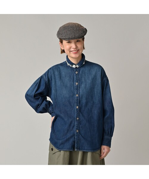 45R（フォーティファイブアール）の「45プチデニムのちび襟長袖クッペシャツ（加工）（その他・レディース・76-インディゴ淡/78-インディゴ焦・02-M/03-L）」の8枚目の写真
