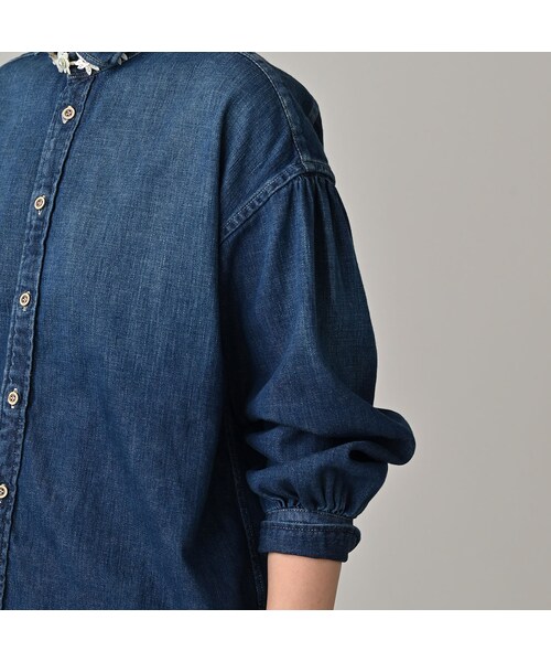 45R（フォーティファイブアール）の「45プチデニムのちび襟長袖クッペシャツ（加工）（その他・レディース・76-インディゴ淡/78-インディゴ焦・02-M/03-L）」の10枚目の写真